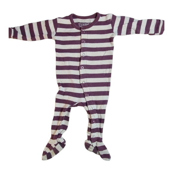 L'ovedbaby organic zipper footie white & lavender | Snap Footie Eggplant-Stone - Picture 7 of 16